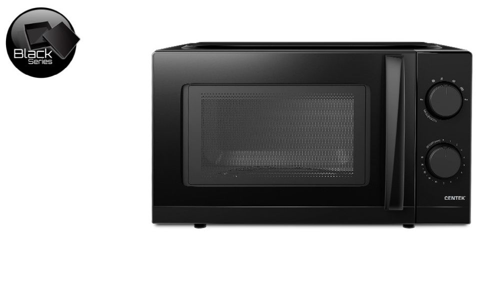 Микроволновая печь CENTEK CT-1571 BLACK V - 20 л, мех. управление, подсветка, таймер, 6 режимов приготовления мощность 700 Вт