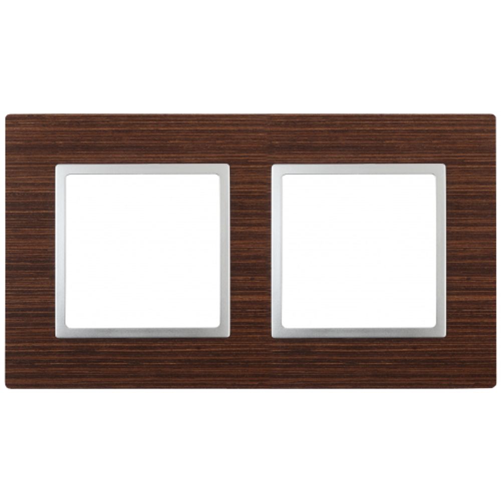 14-5302-10 ЭРА Рамка на 2 поста, дерево, Эра Elegance, венге+алюм