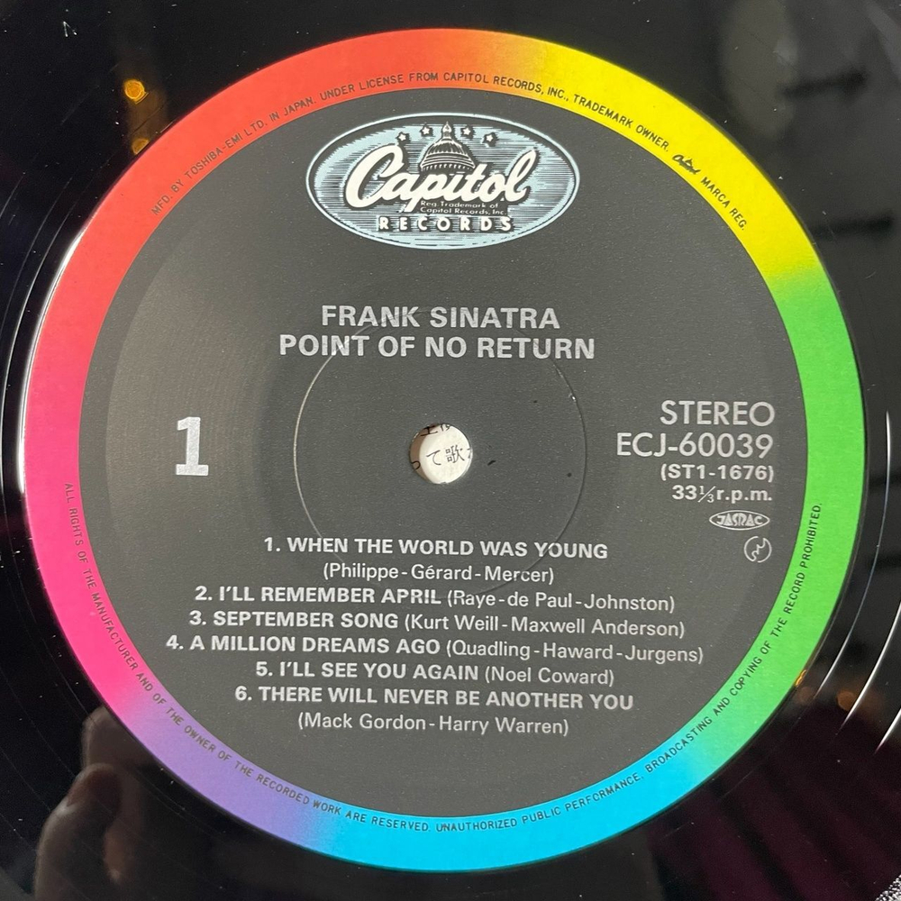 Винтажная виниловая пластинка LP Frank Sinatra Point of No Return (Japan 1984) (Obi)
