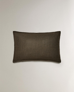 Zara Home наволочка декоративная из льна, хаки, 40x60 см