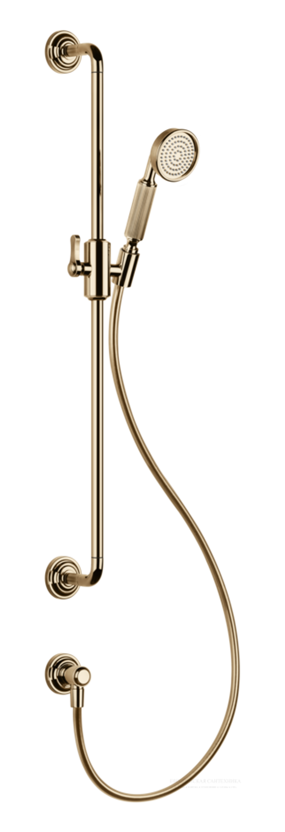 Штанга Gessi Venti20, с душевой лейкой, шлангом и выводом воды, h800 мм, цвет Warm Bronze PVD