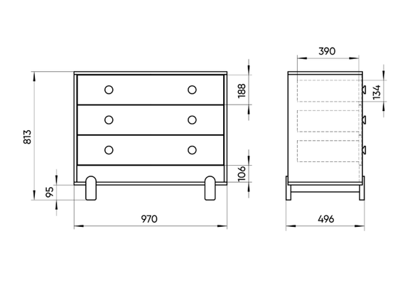 Комод Ice-cream 3 ящика (белый)