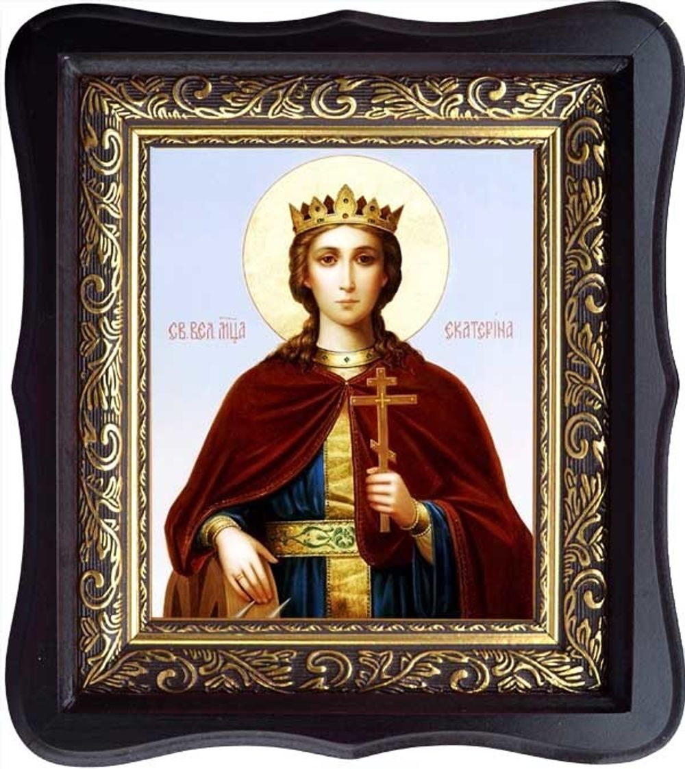 Екатерина Александрийская Святая великомученица. Икона на холсте.
