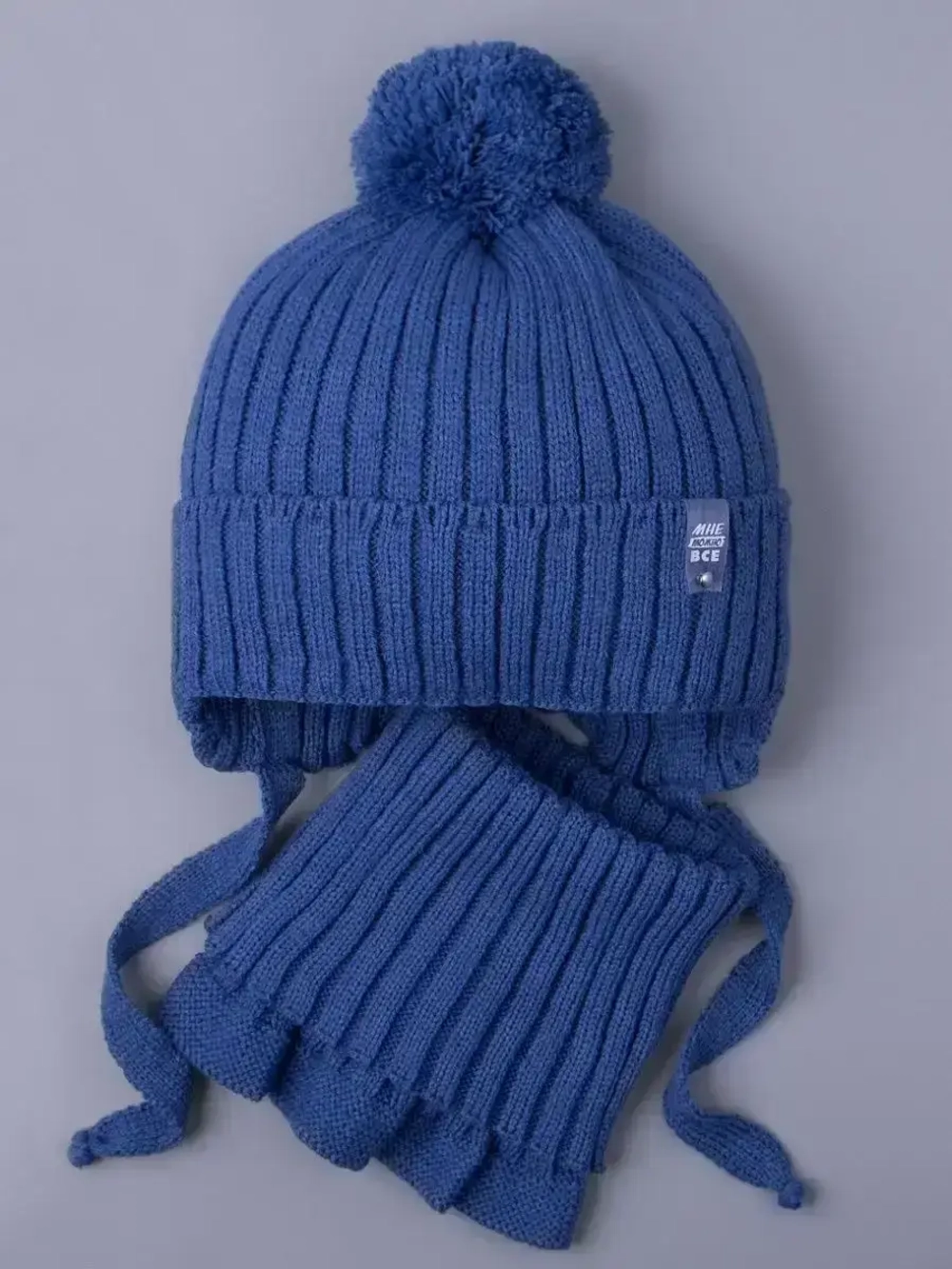 Шапка осенняя для мальчика на завязках и снуд