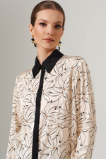 23109 Блузка женская (кремово-черный принт )