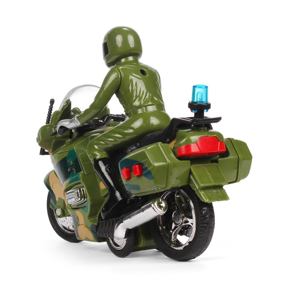 Модель ин. пласт. "Мотоцикл военный" 15см. свет/звук,камуф, коробка MOTOFIG-15PLMIL-GN (Технопарк)