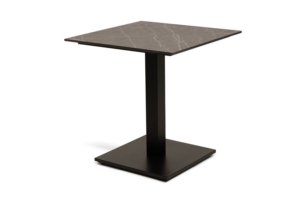 "Каффе" стол из HPL квадратный 70х70см, цвет "серый мрамор", подстолье стальное