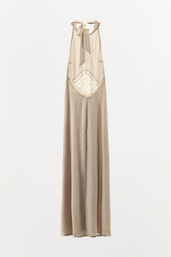 ZARA ПЛАТЬЕ МИДИ С ВЫШИВКОЙ, СЛОНОВАЯ КОСТЬ