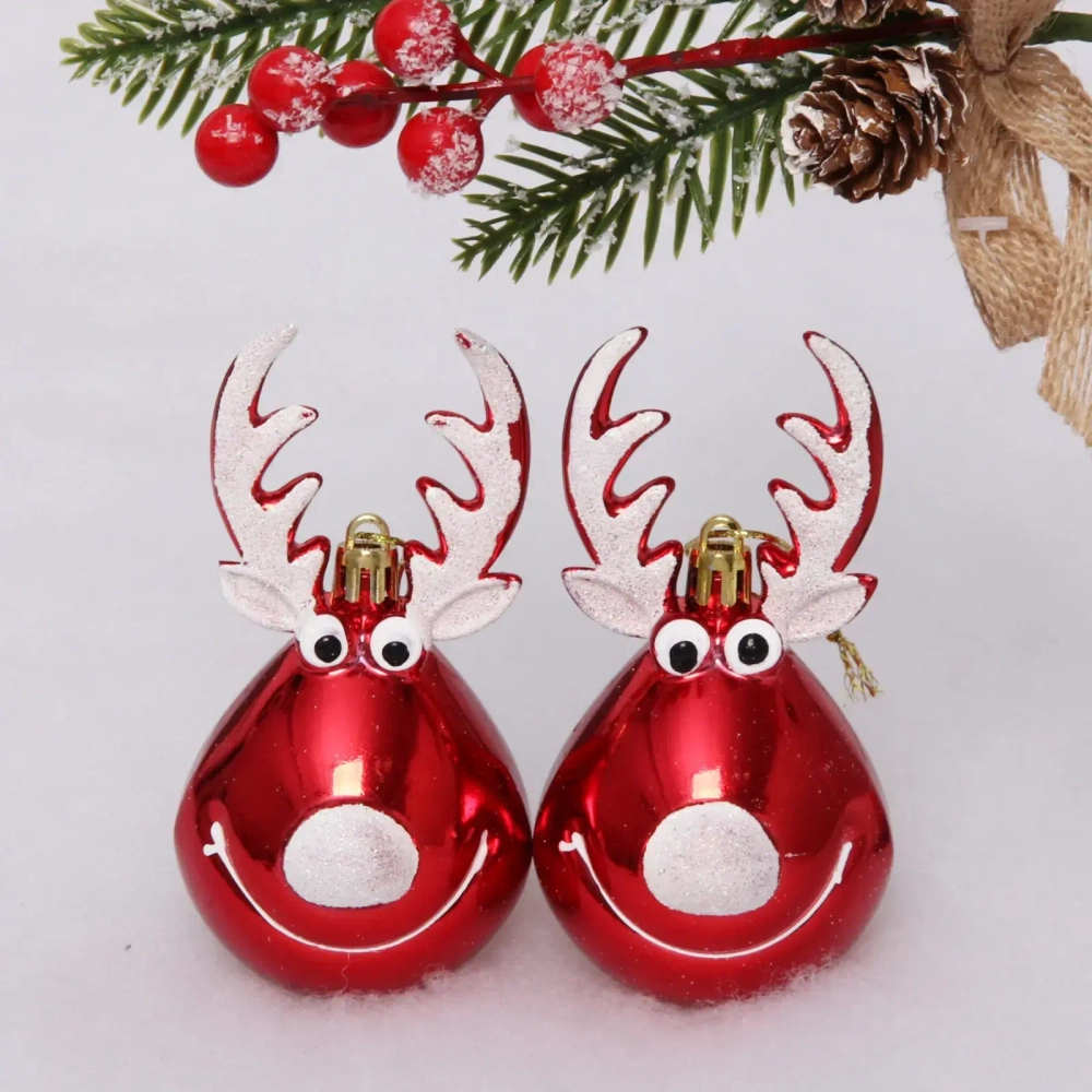 Ёлочная игрушка «Счастливый лось» 13 см (2 шт), красный
