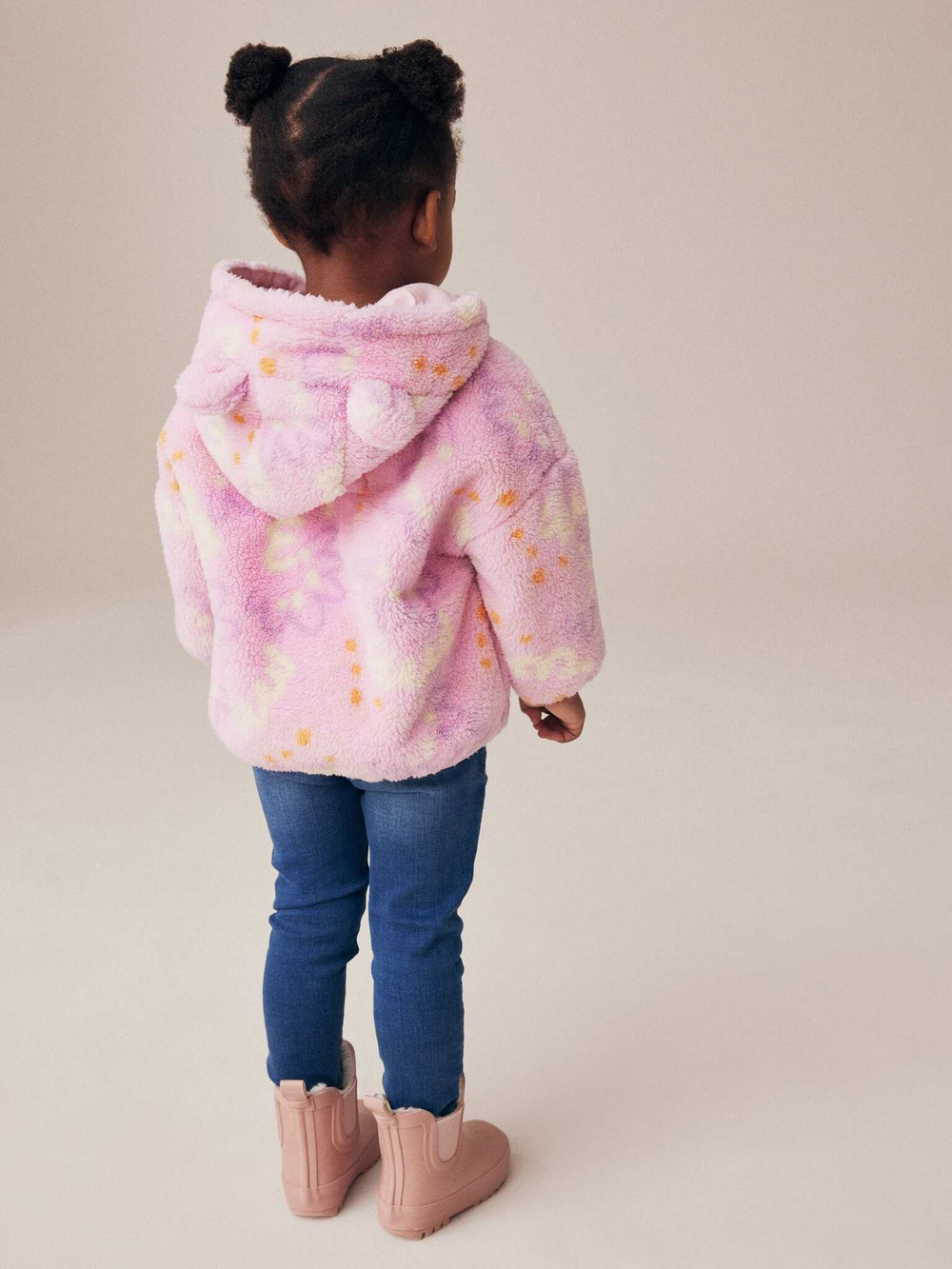 Куртка флисовая с капюшоном на молнии для девочки Next 921-411, Розовый