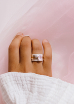 Кольцо «Мозаик Антик» с розовым кварцем в фасетной огранке