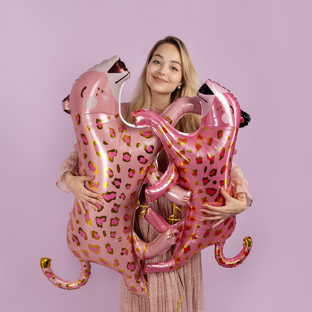 Шар (37''/94 см) Фигура, Леопард, Розовый, 1 шт. в уп.