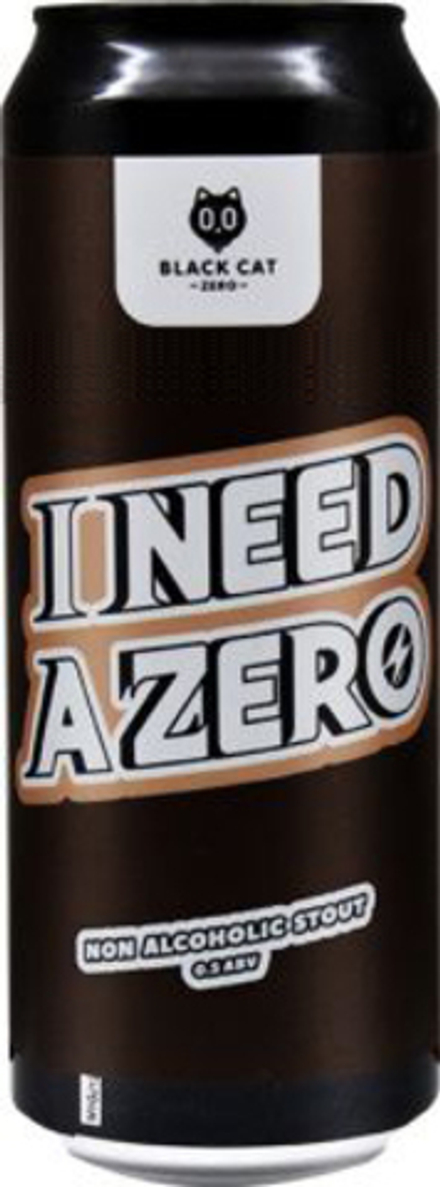 Пиво Блэк Кэт Ай Нид Э Зироу: Чоколайт Стаут Безалкогольное / Black Cat I Need A Zero: Chocolate Stout 0.45 - банка