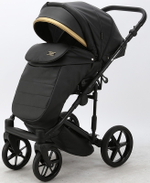 Детская коляска Adamex Rimini Deluxe 3 в 1 RI203 ЧЕРН.КОЖА+ЗОЛОТО.ОТДЕЛКА
