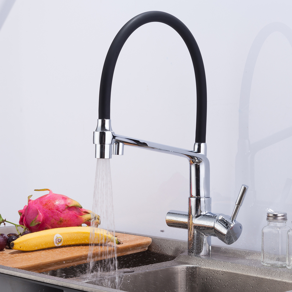 Смеситель для кухни 35к G4398-7 GAPPO гиб. излив, с вых. для пит. фильтра, ЧЕРНЫЙ-хром         АКЦИЯ