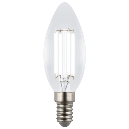LED-C35-4W-4000K-E14-CL GLY01TR Лампа светодиодная. Форма свеча. прозрачная. Серия Яркая A++. Белый свет 4000K. Картон. ТМ Uniel