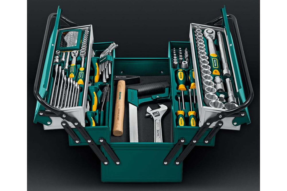 KRAFTOOL  GRAND-131, 131 предм., (1/2"+1/4"), Универсальный набор инструмента (27978-H131)