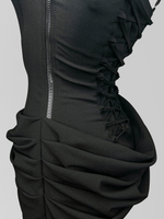 Платье Agdali Brand 1051 короткое однотонное на лямках со шнуровкой на спине