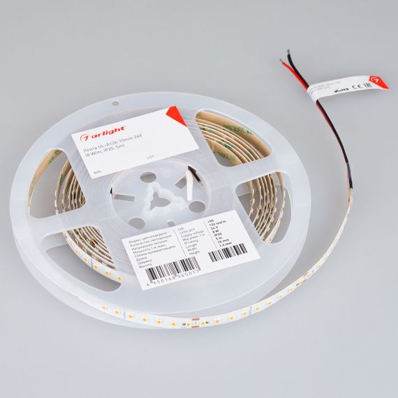 Светодиодная лента Arlight 8W/m 126Led/m 2835SMD теплый белый 5M UL-A126-10mm 24V Warm3000 044497