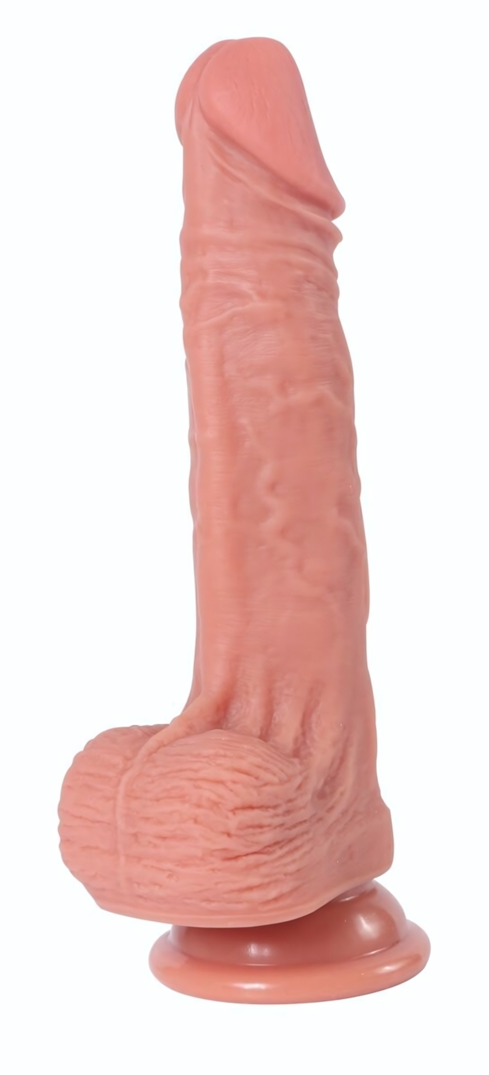 Телесный фаллоимитатор-реалистик с мошонкой Real Dual Layer - 20 см. (Цвет: телесный)