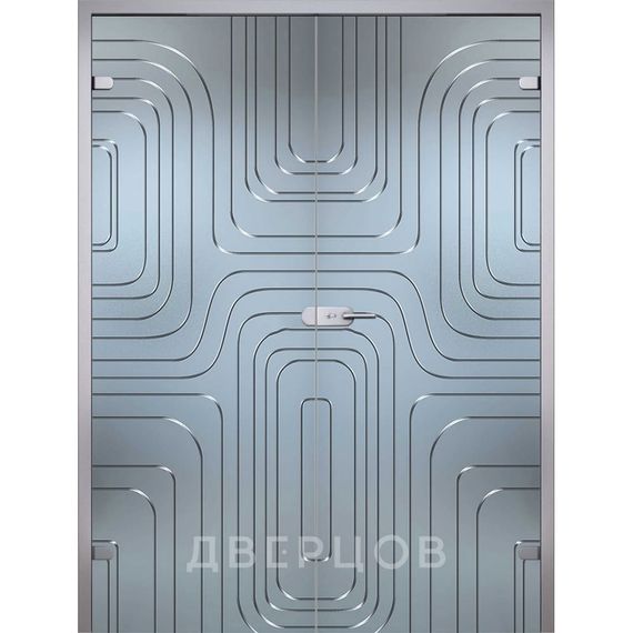 Фото стеклянной распашной двухстворчатой двери Линда бесцветное матовое с алюминиевой коробкой
