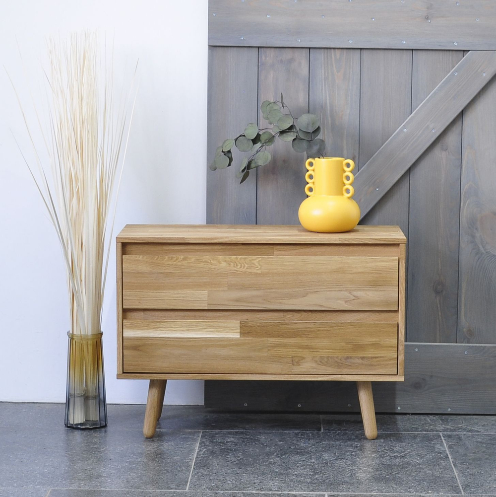 Комод с ящиками Эдгар деревянный 70х28х35 см дизайнерский / массив дуба, шпон дуба, натуральный дуб / комод для одежды в прихожую, детскую, ванную комнату