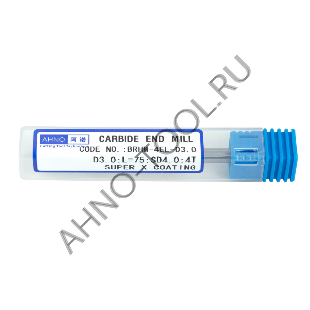 Фреза твердосплавная   3мм (L=75, l=12, хв=4) Z4 45° по закаленной стали BRHM-4EL-D3.0 HRC65 AHNO