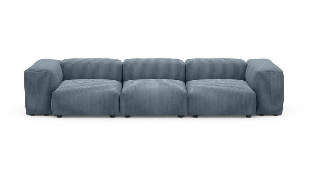 Диван Фиджи трехсекционный Cilium Indigo 315*116*62 см, Синий Вельвет Нераскладной Фиеста