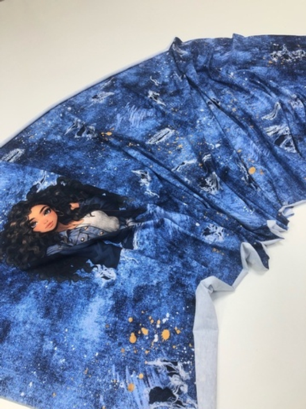 Кулирка с лайкрой Брюнетка Джинс  Высота 53см