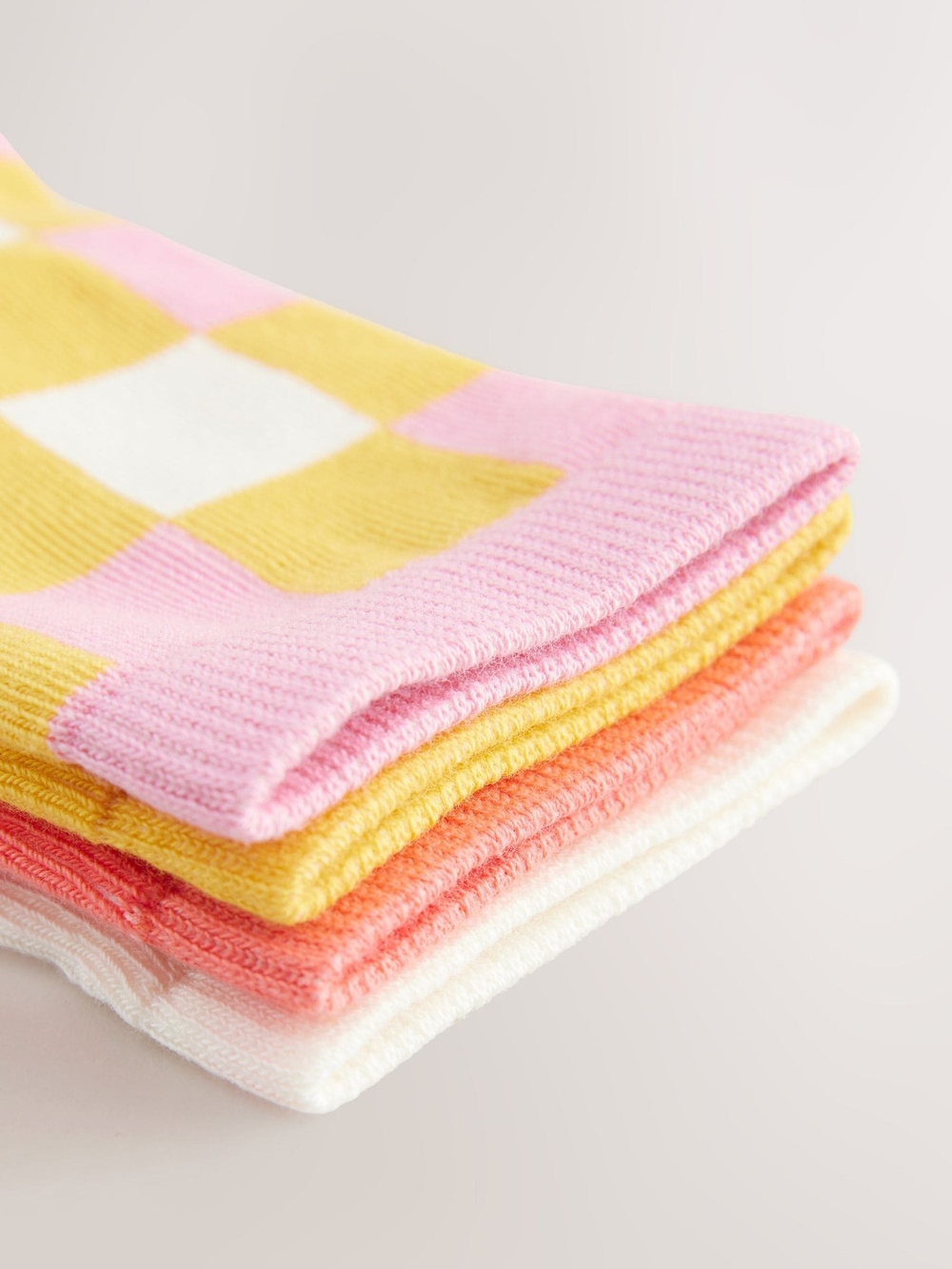 Носки хлопковые для девочки Next AT4-456, 4 шт., Розовый, Желтый, Белый