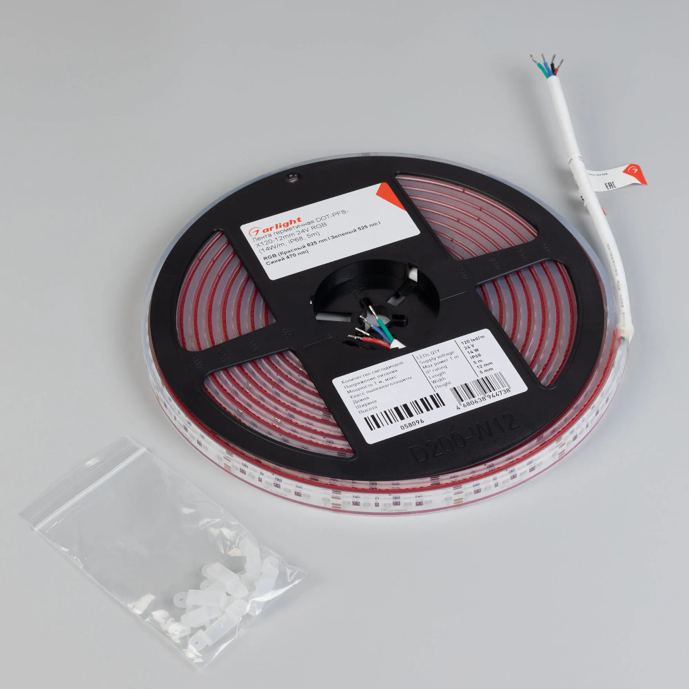 Светодиодная лента герметичная DOT-PFS-X120-12mm 24V RGB (14 W/m, IP68, 5m) (Arlight, 5 лет) 058096