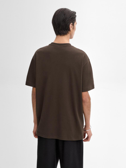 Massimo Dutti Хлопковая футболка-поло с короткими рукавами, шоколадный