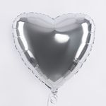 F Шар Сердце 18''/46 см, Серебро (БГ-15)