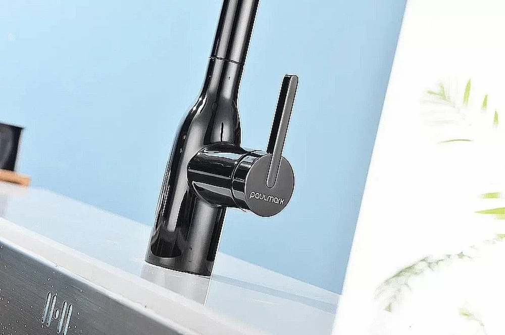 Смеситель для кухни Paulmark Viper Vi213105-GB черный глянец