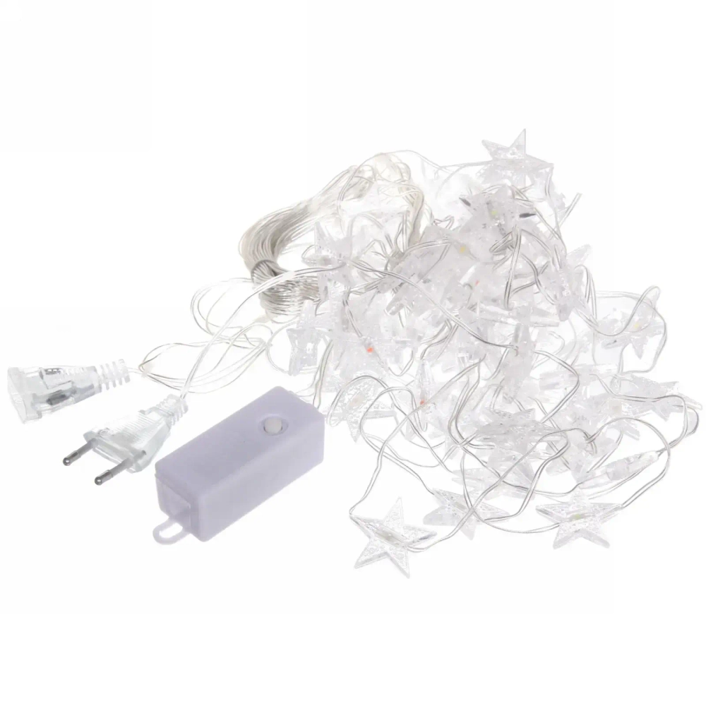 Гирлянда для дома ЗАНАВЕС «Звезды» ш3* в2 м 160 ламп LED, прозр. пров, 8 реж,IP-40, Мультицвет (возможность соединения)