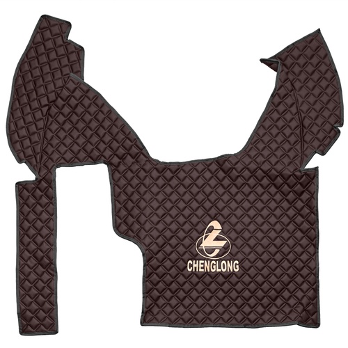 Ковры CHENGLONG (экокожа, коричневый, черный кант, бежевая вышивка)