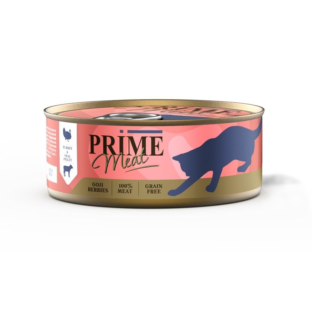 Prime Meat 100 г - консервы для кошек филе с индейкой и телятиной (желе)