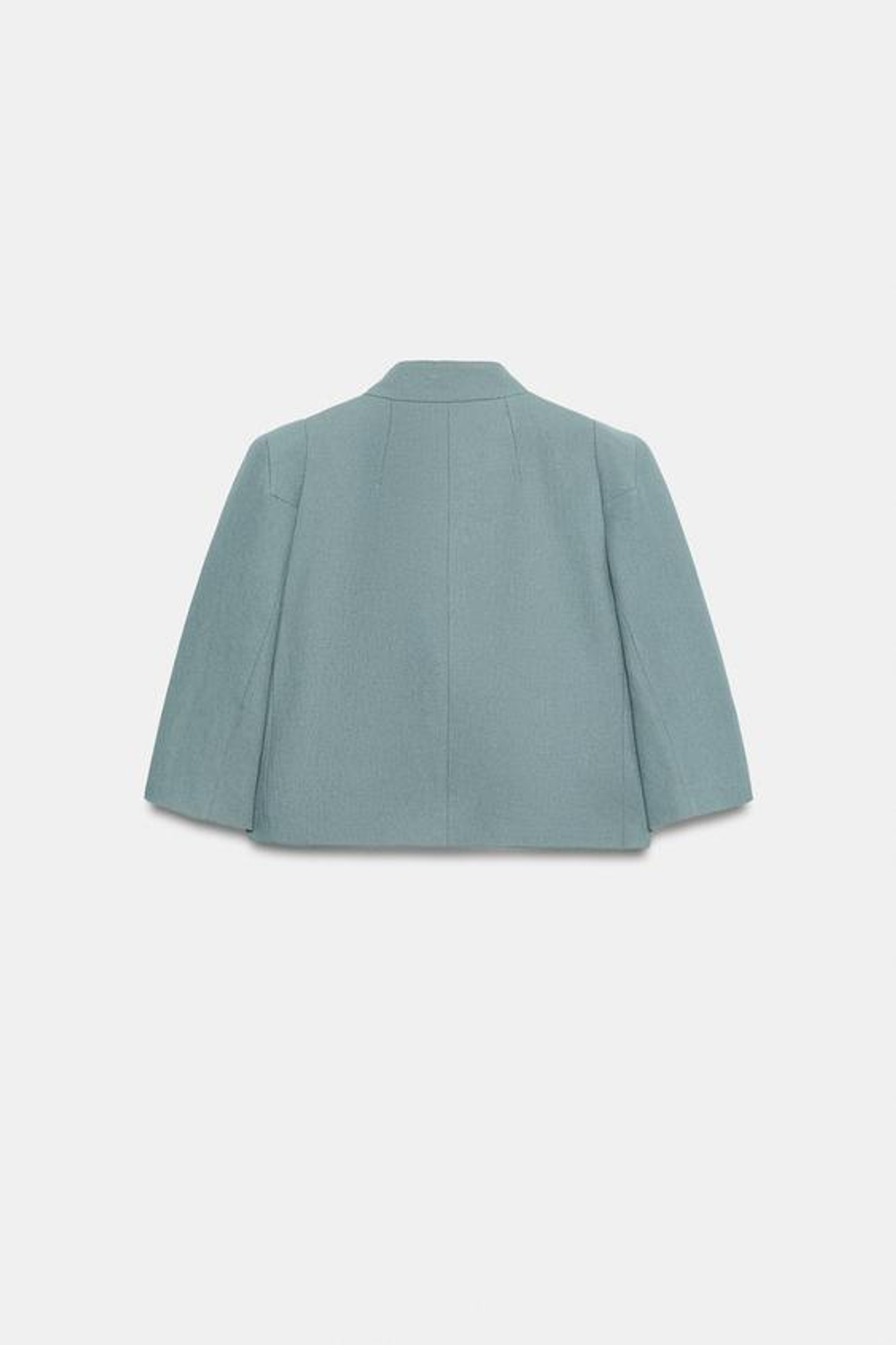 ZARA УКОРОЧЕННЫЙ ЛЬНЯНОЙ БЛЕЙЗЕР — ZW COLLECTION, СЕРО-СИНИЙ