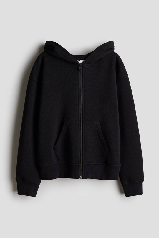 H&M Толстовка с капюшоном и застежкой-молнией, черный