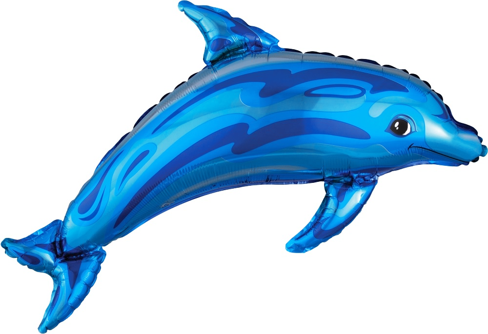 Шар (39''/99 см) Фигура, Дельфин, Голубой, 1 шт.