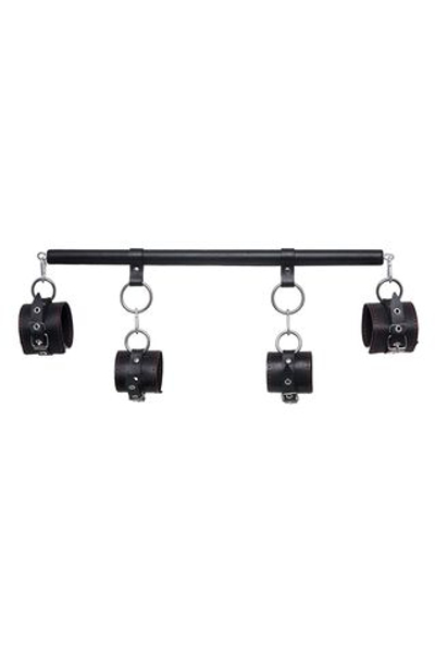 Черная распорка с 4 манжетами для рук и ног