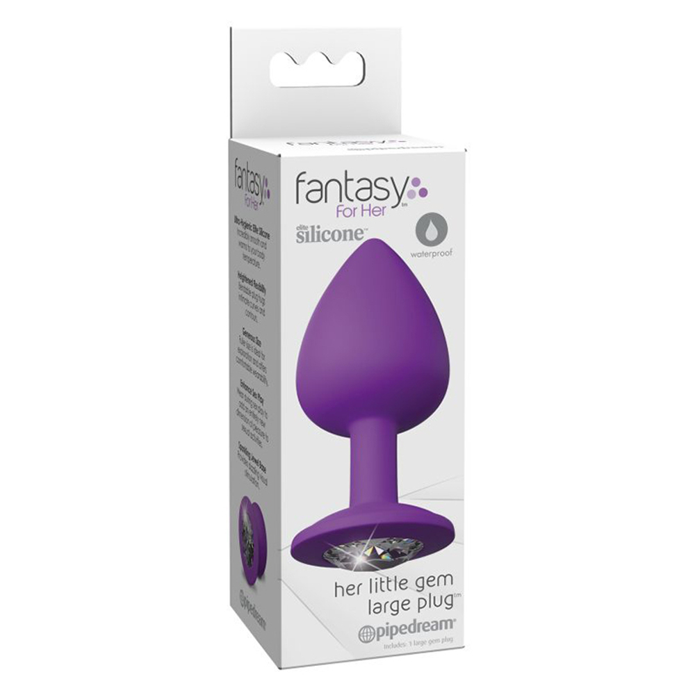 Большая фиолетовая анальная пробка 9,5см с кристаллом PipeDream Fantasy for Her Little Gem Large Plug Purple 495112