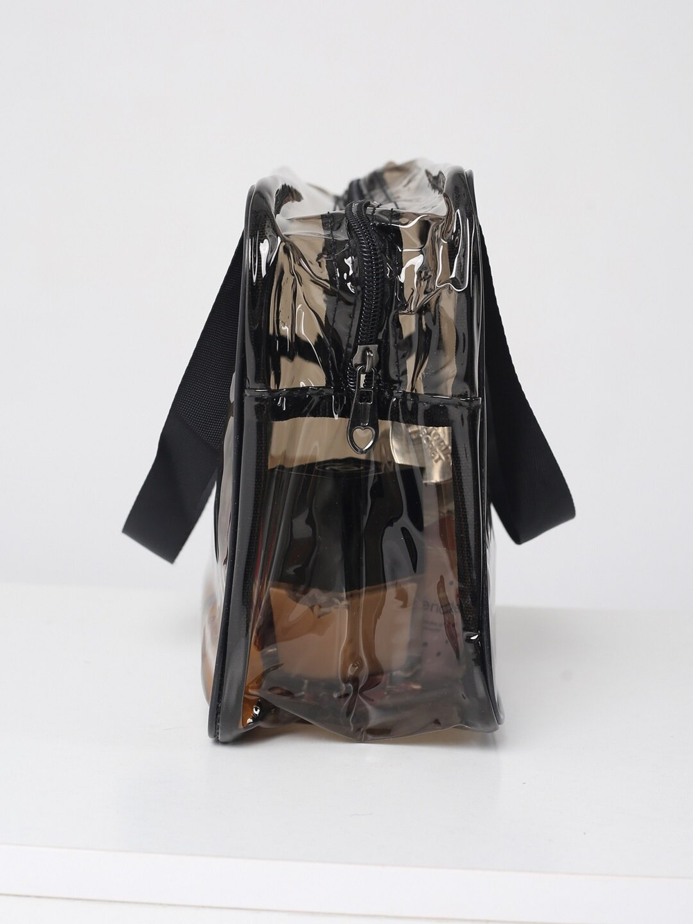 Косметичка водонепроницаемая ПВХ на молнии сумочка с ручкой TRAVEL, серая 29,5*11*21см