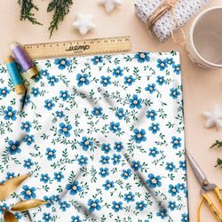 Ткань Ниагара Софт мелкие синие цветочки