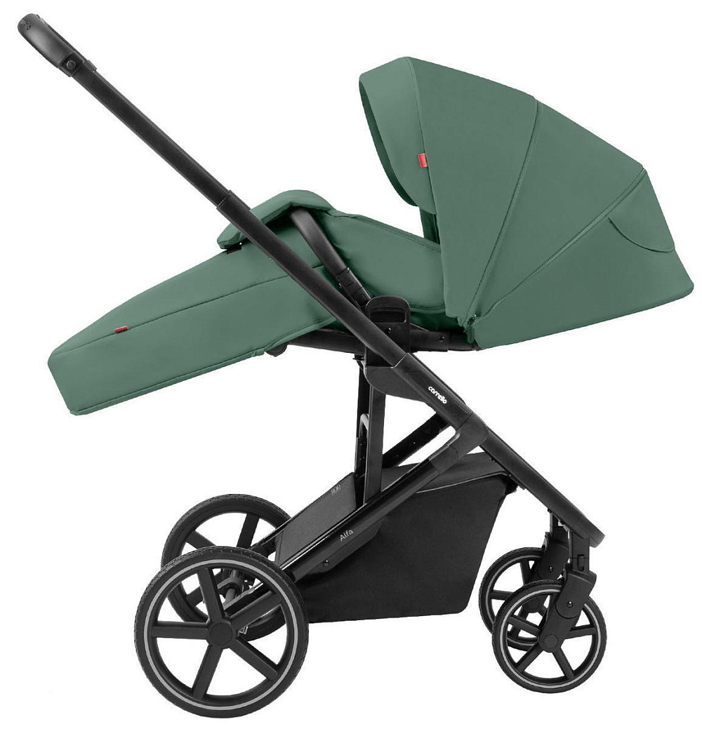 Коляска Carrello Alfa CRL-6522 2025 Ammonite AY329 Pro Absolute Black с базой Isofix 4 в 1 Meadow Green