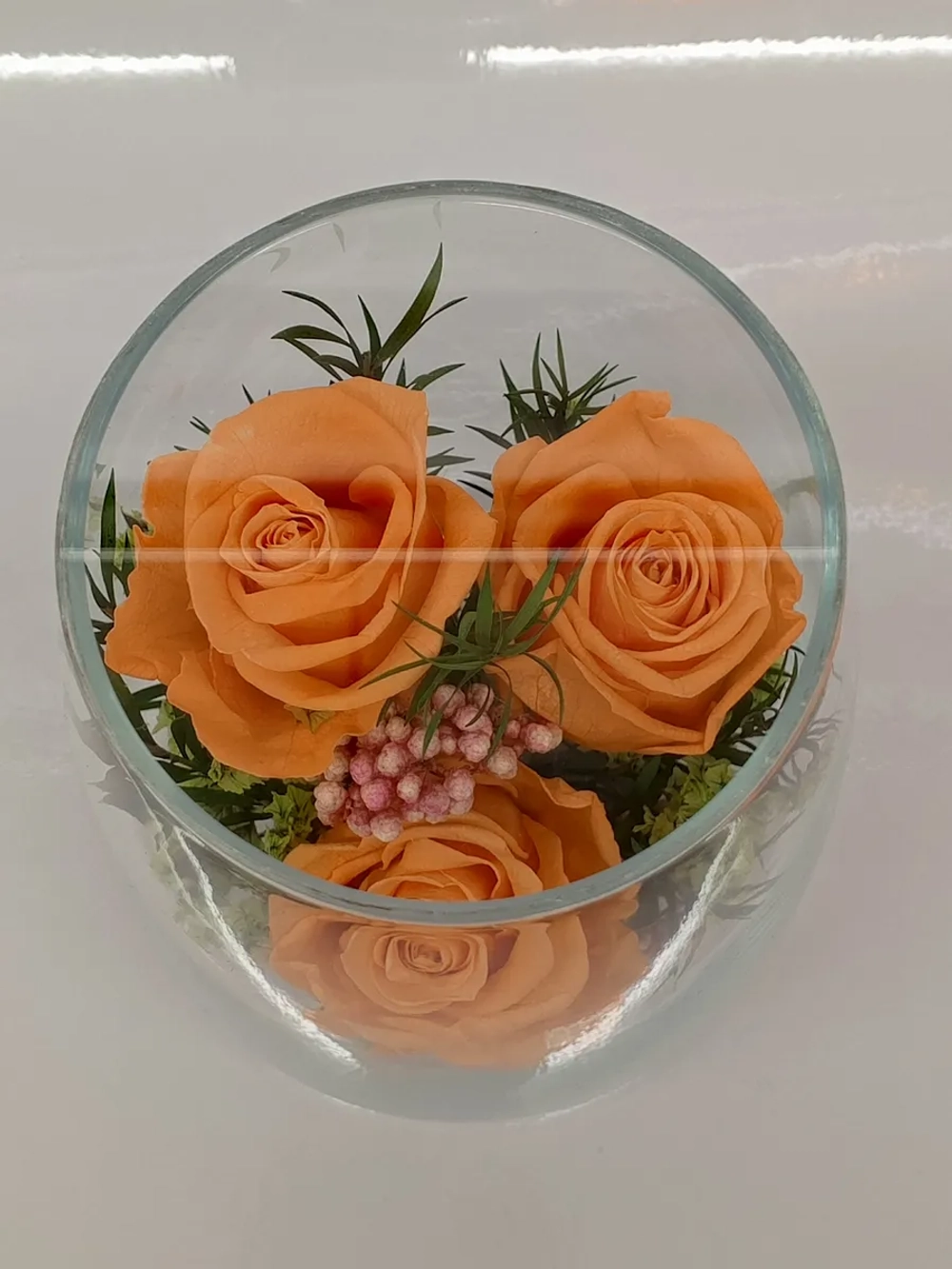 натуральные кустовые розы в стекле, вакуум*