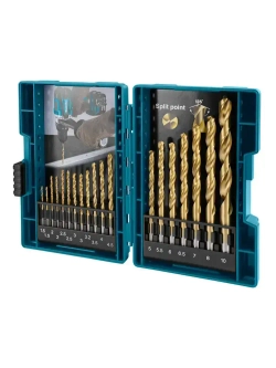 MAKITA D-67527 Набор сверл по металлу HSS-TiN 19 шт Портативный Долгая жизнь Круглая ручка Устойчивость к коррозии