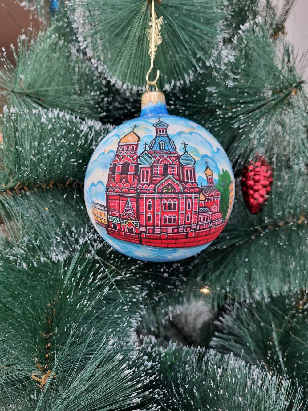 Шар стеклянный "Спас на крови",  ручная роспись