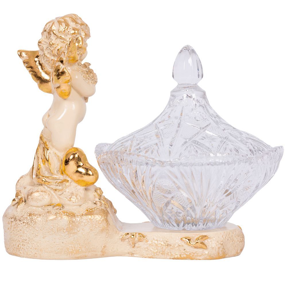 Сахарница стеклянная с крышкой Ангел Роуз Айвори