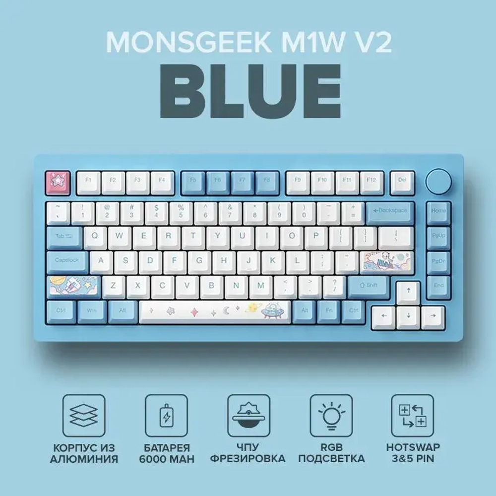 Monsgeek M1W, Haze Pink, Switch Fairy Silent
